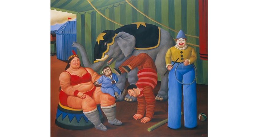 Fernando Botero. Gente del circo con elefante, 2007