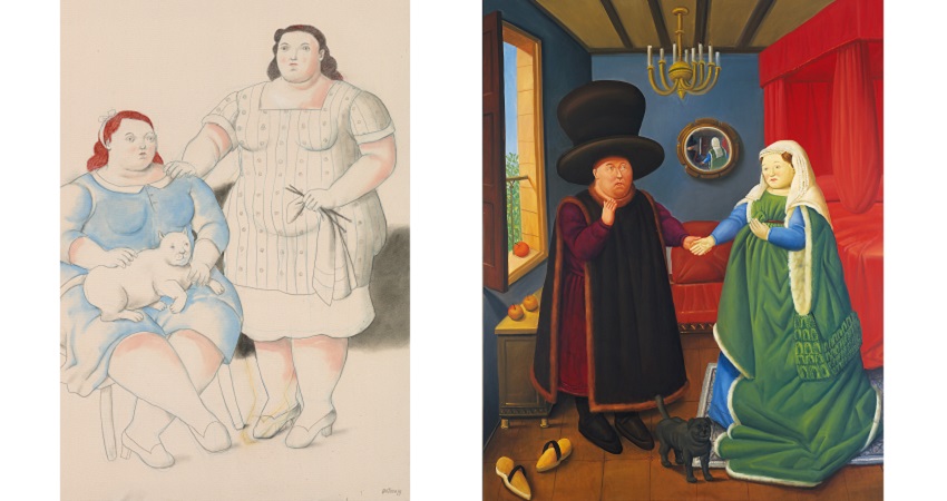 Fernando Botero. Dos hermanas, 2019 / The Arnolfini según Van Eyck, 2006